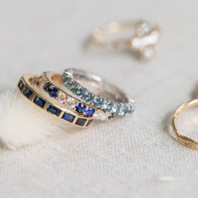 Eternity Band Shared Prong 2.5mm Alternating Two Diamond Two Sapphire