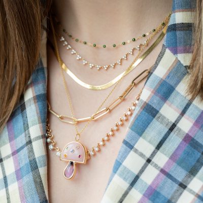 18″ Yellow Gold Plain Bunny Link Choker
