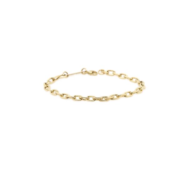 14K Gold Medium Square Oval Link Chain Bracelet
