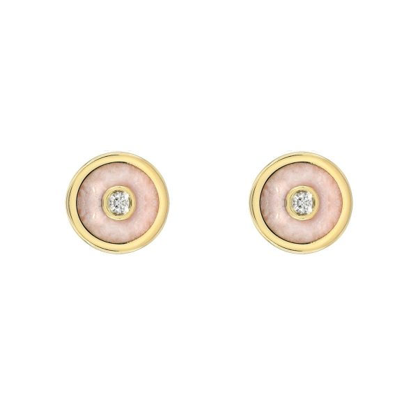 Mini Compass Earrings in Pink Opal