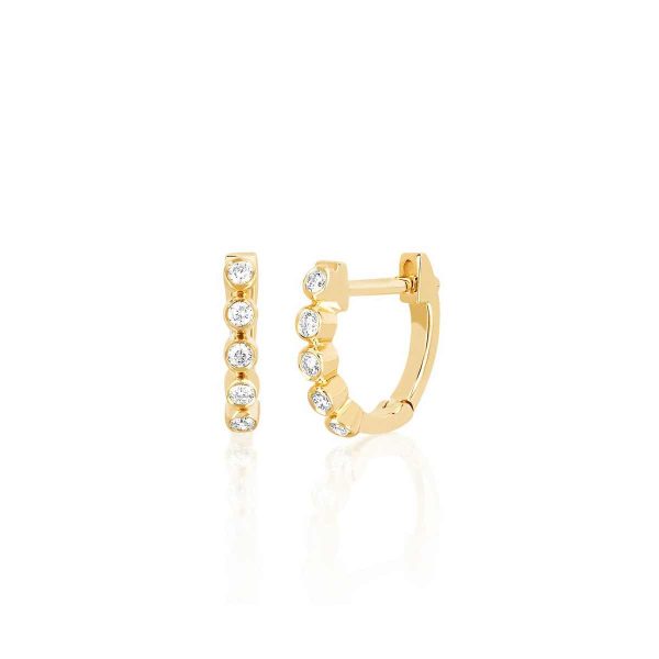 Mini Diamond Bezel Huggie Earring in Yellow Gold (Single)