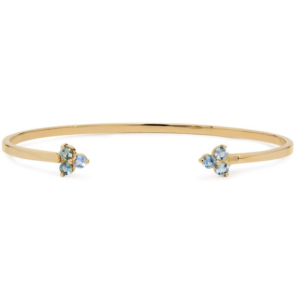 Semi Tribloom Cuff Bracelet 14K Yellow Gold Montana Sapphires