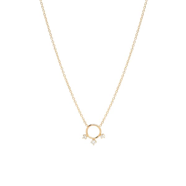 Circle Necklace With 3 Prong Set Diamonds