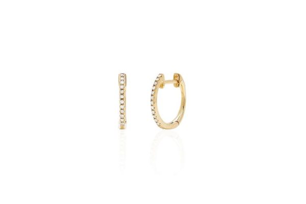Mini Diamond Huggie Earring in 14K Yellow Gold (Single)
