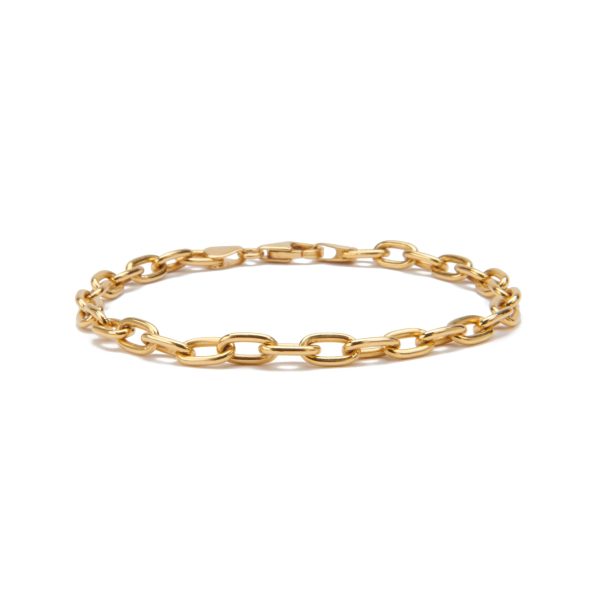 Large Oval Cable Chain Bracelet 7 inch in 14K Yellow Gold