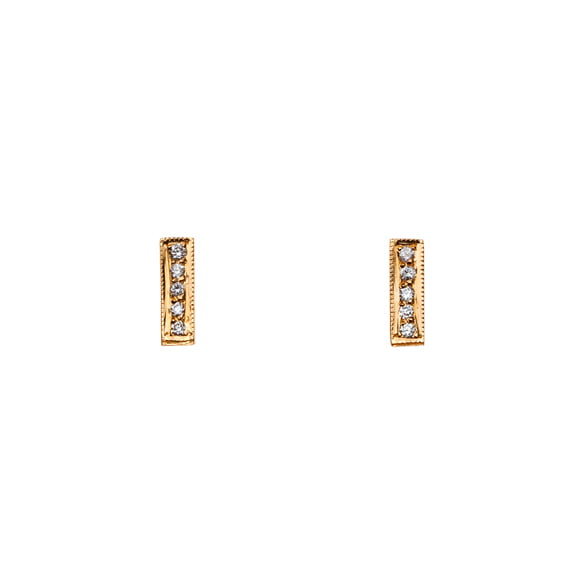 Pave Bar Earrings 14K Yellow Gold Diamond