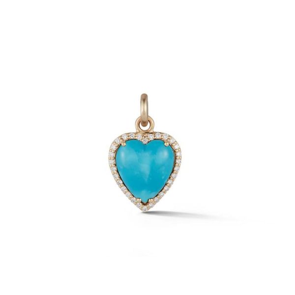 Diamond and Turquoise Alana Heart Charm