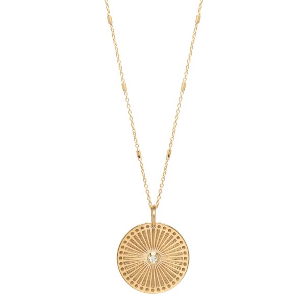 Sunbeam Medallion Necklace in 14K Yellow Gold