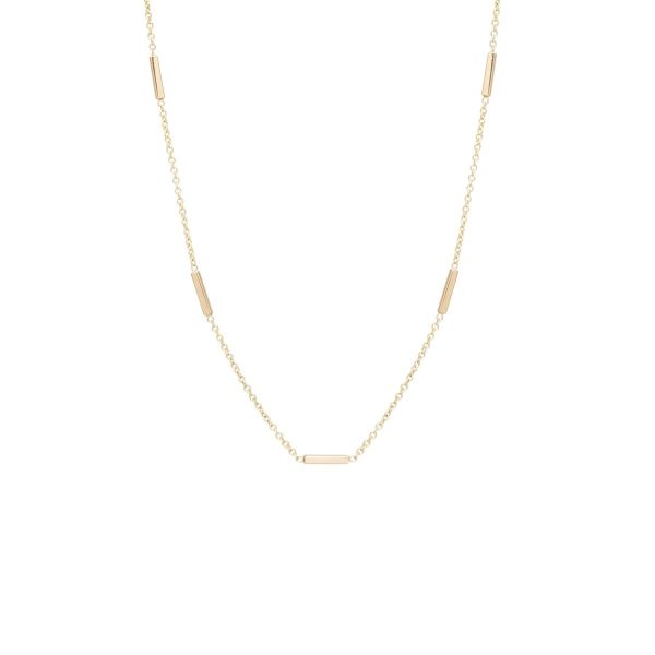 5 Horizontal Tiny Bars Necklace in 14K Yellow Gold