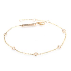 Floating Diamond Bracelet with 5 Diamonds in Yellow Gold