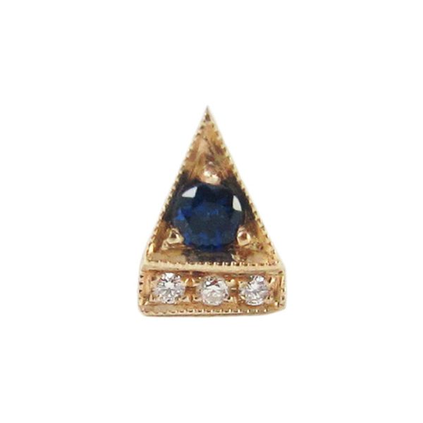 (Single) Deco Point Triangle Stud – Sapphire