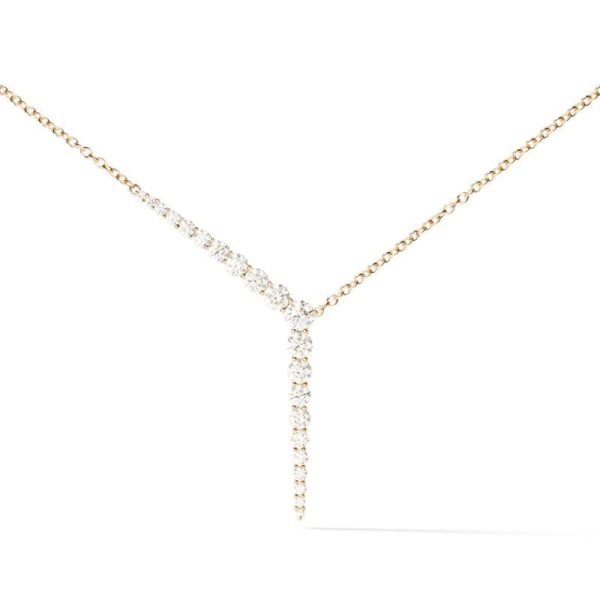 Aria Y Diamond Necklace in 18K Yellow Gold