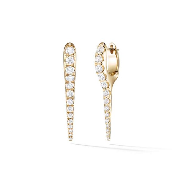 Small Lola Needle Earrings with Diamonds in 18K Yellow Gold