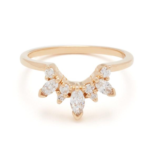 Marquise Butterfly Tiara Band in 14K Yellow Gold with White Diamonds