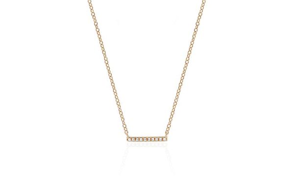 Mini Diamond Bar Necklace in Rose Gold