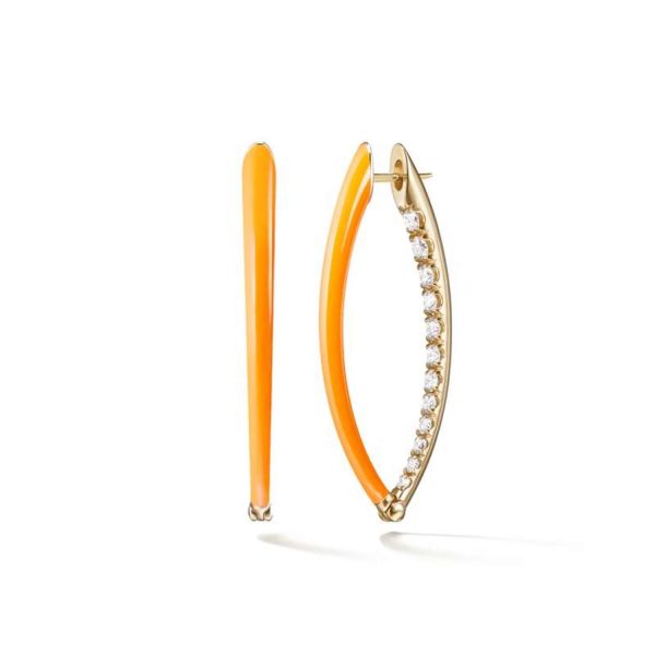 Medium Cristina Earrings in Neon Orange Enamel and Diamonds