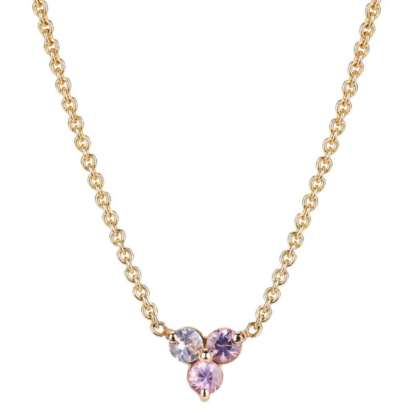 Semi Tribloom Necklace 14K Yellow Gold Pink Montana Sapphire