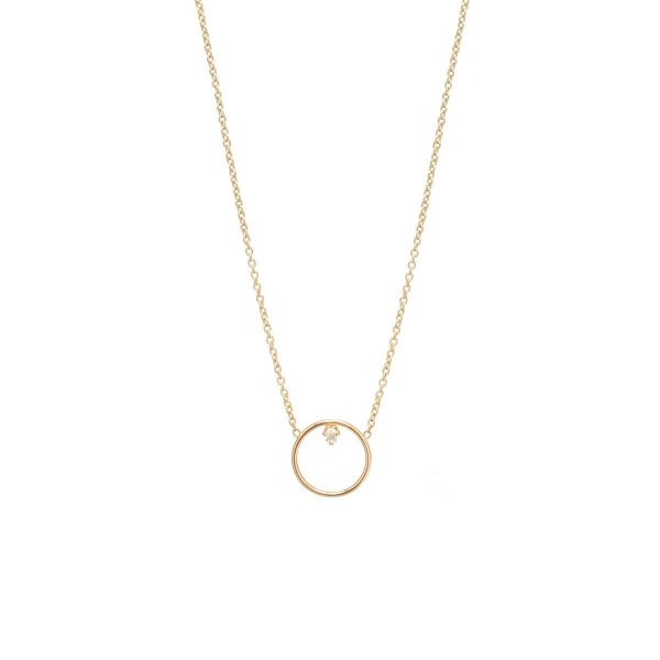 Medium Circle with Diamond Necklace