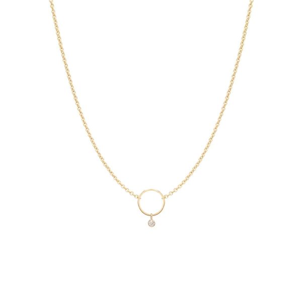 Dangling Bezel Circle Necklace in 14K Yellow Gold