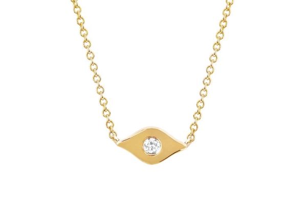 Diamond Evil Eye Necklace in Yellow Gold
