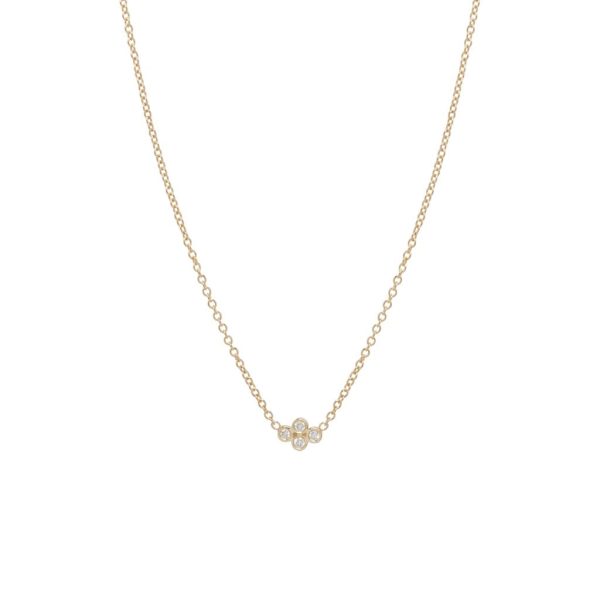 Tiny Quad Diamond Necklace in 14K Yellow Gold
