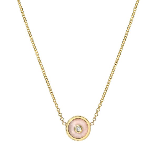 Mini Compass Necklace in Pink Opal