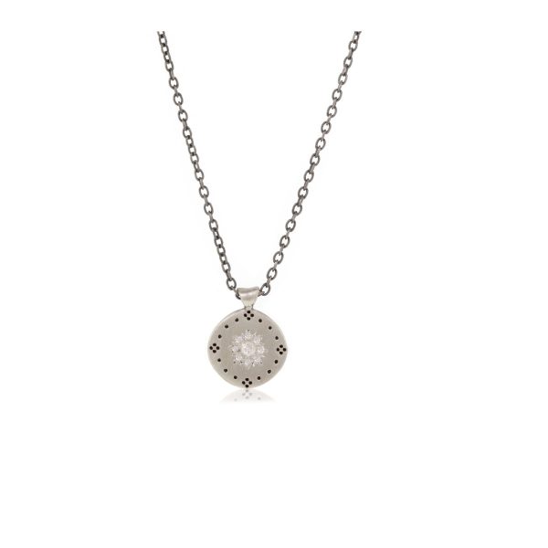 Diamond Cluster Pendant Necklace in Silver