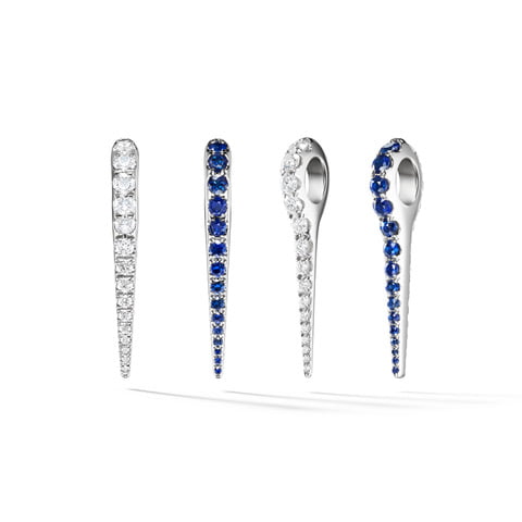 Small Lola Needle Pendant with Diamonds and Sapphires in 18K White Gold