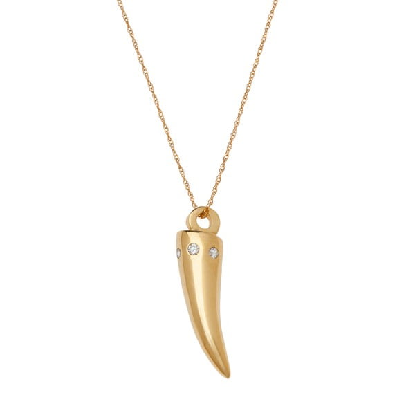 Les Points Tiny Horn Charm Necklace with Diamonds