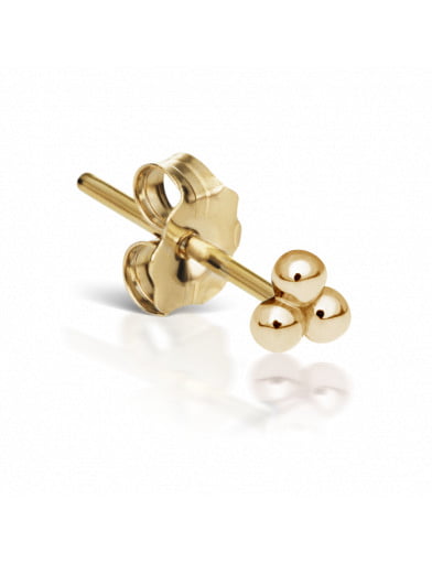 (Single) Large Ball Trinity Stud in Yellow Gold