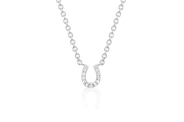 Mini Diamond Horseshoe Choker Necklace in White Gold