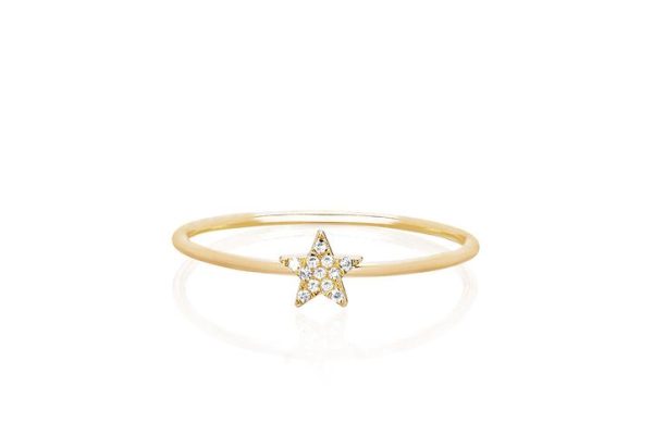 Diamond Mini Star Stack Ring in Yellow Gold