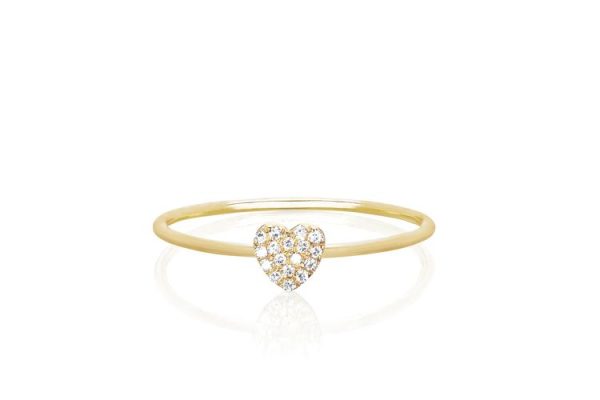 Diamond Mini Heart Stack Ring in Yellow Gold