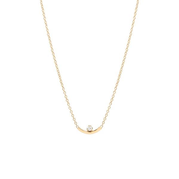 Curved Bar Prong Diamond Necklace