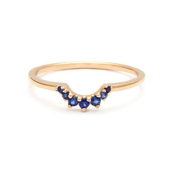 Tiara Band in 14K Yellow Gold with Blue Sapphire