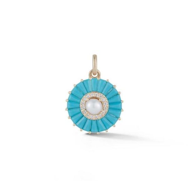 Turquoise Diamond and Pearl Emily Charm
