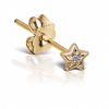 (Single) Diamond Solitaire Star Earstud in Yellow Gold