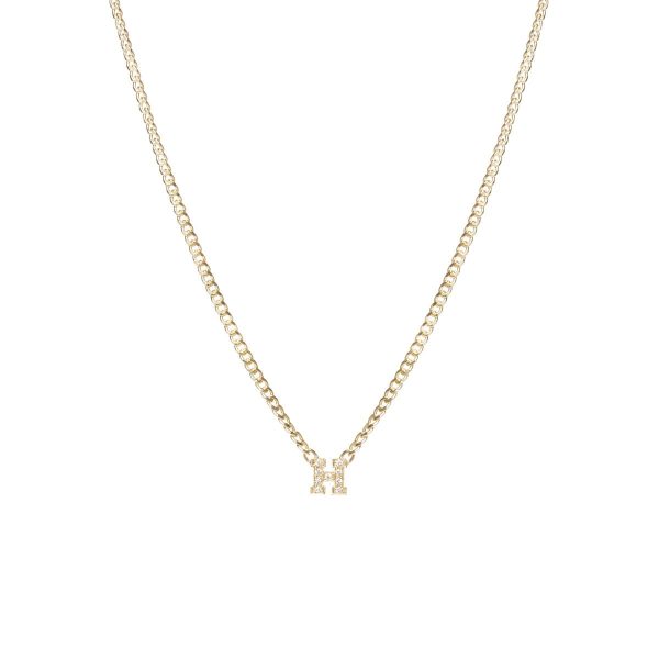 Diamond Letter Necklace on Curb Chain