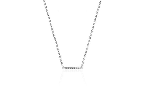 Mini Diamond Bar Necklace in 14K White Gold