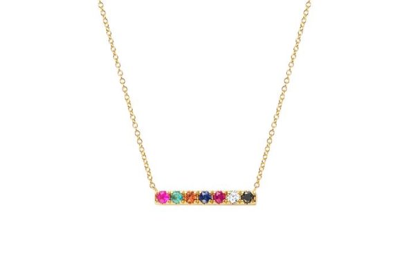 Mini Rainbow Bar Necklace in Yellow Gold