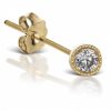 (Single) 3mm Diamond Scalloped Edge Stud in Yellow Gold