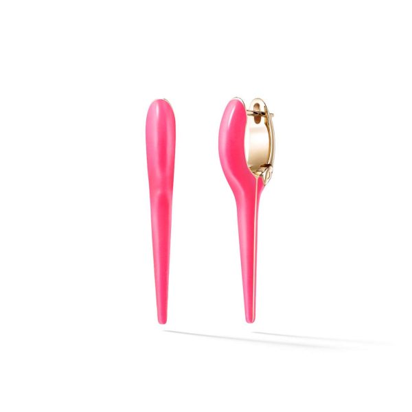 Small Lola Needle Earring in 18K Rose Gold With Neon Pink Enamel