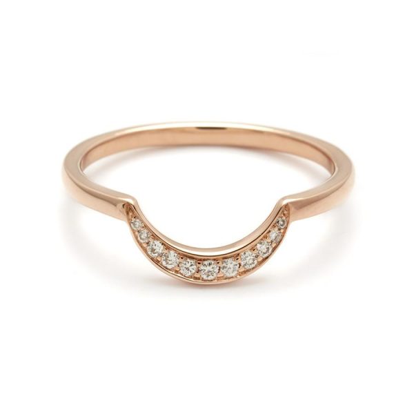 New Moon Band with White Diamonds in 14K Yellow Gold