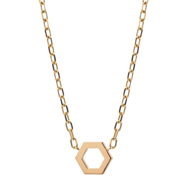 18″ Thin Hexagon Foundation Necklace in Yellow Gold