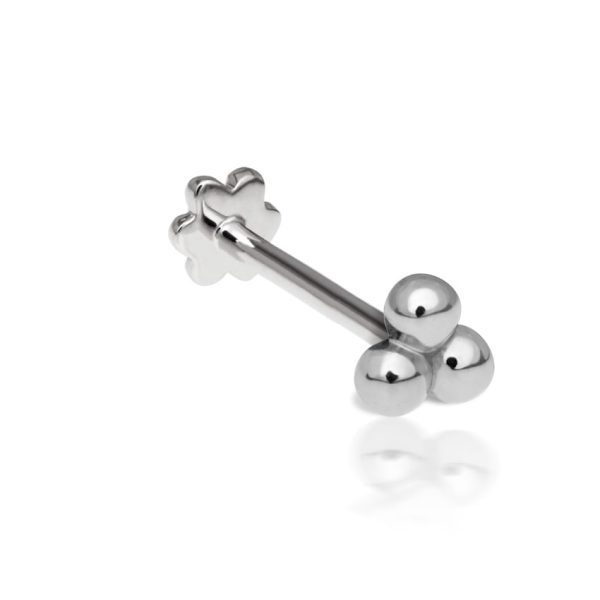 Large Ball Trinity Stud in White Gold
