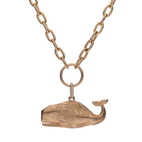 Large Whale Charm Necklace with Large Oval Chain