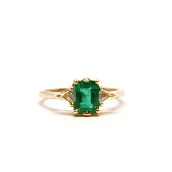 Emerald Bea Three Stone Ring in 14K Yellow Gold
