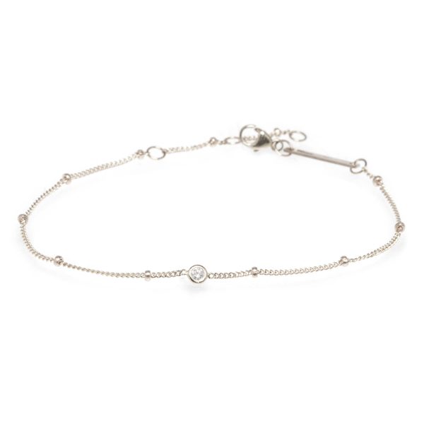 Satellite Chain Bracelet with a Floating Diamond in 14K White Gold