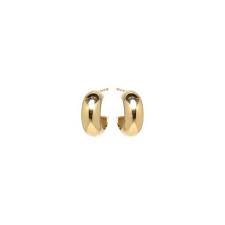 Thick Half Round Huggie Hoops in 14K Yellow Gold