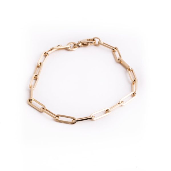 Large Solid Paper Clip Bracelet in 14K Yellow Gold